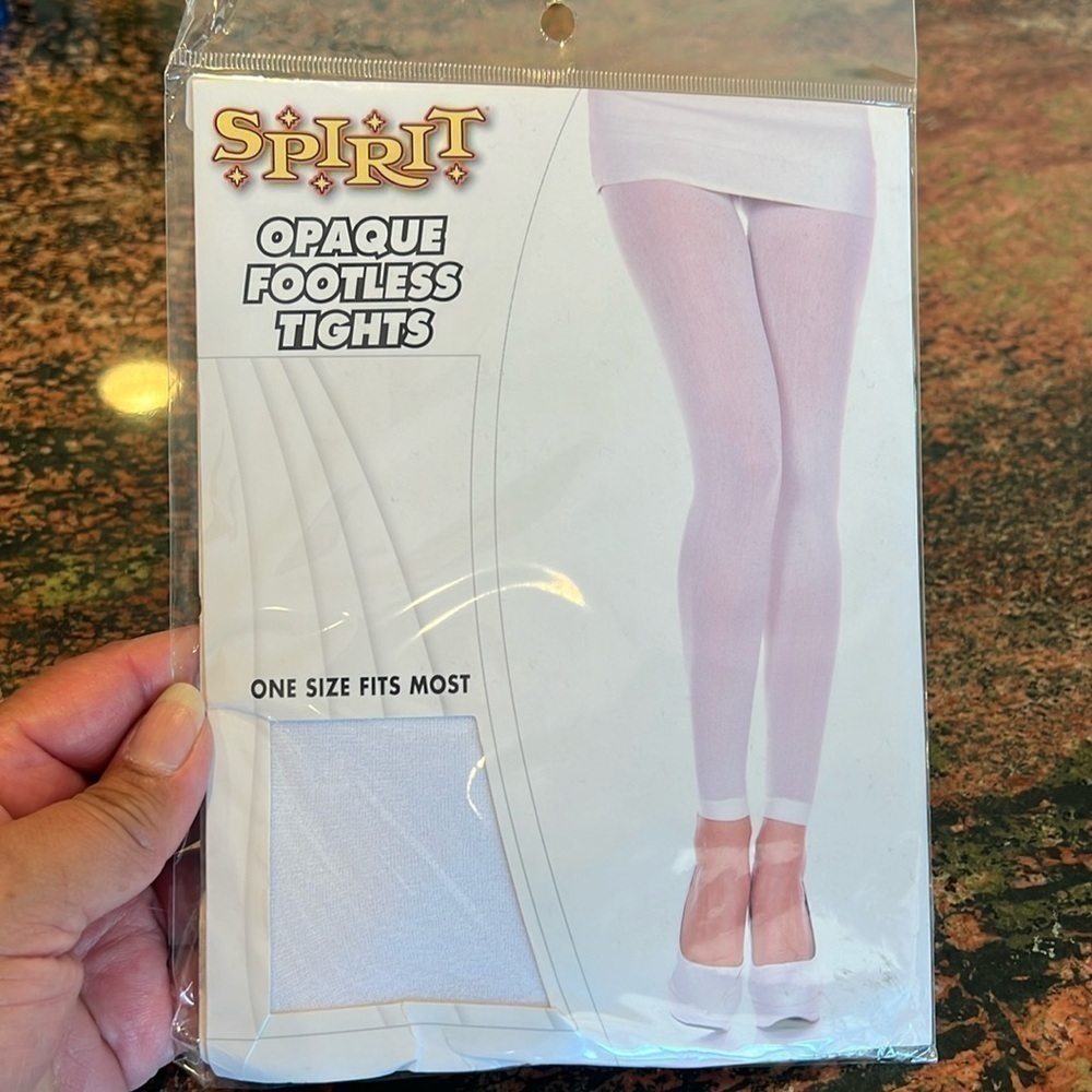 NWT Women’s Opaque Footless Tights, Wht, OSFM 5’-5’10l” / 90-165lbs